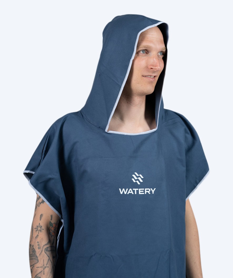 Watery bathing poncho for adults - Microfiber - Dark blue