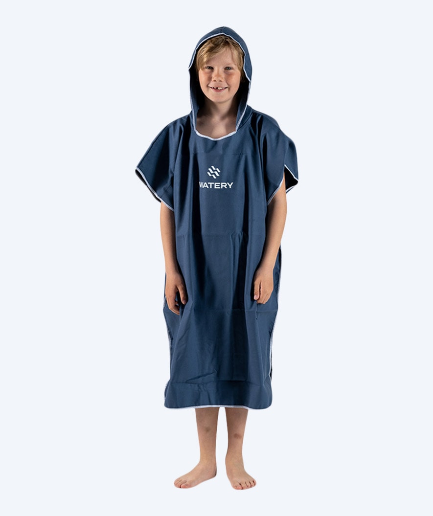 Watery bathing poncho for junior - Microfiber - Dark blue