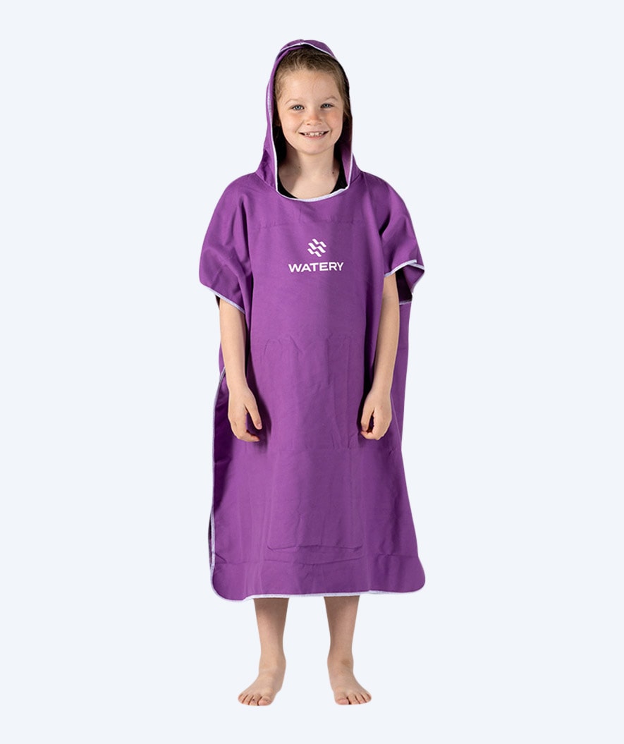 Watery bathing poncho for junior - Microfiber - Purple