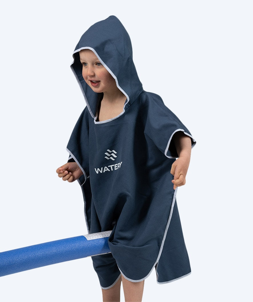 Watery bathing poncho for kids - Microfiber - Dark blue