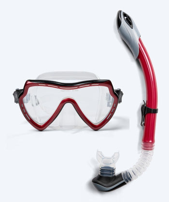 Watery Combo snorkel set for adults (+15) - Nebula - Black/red