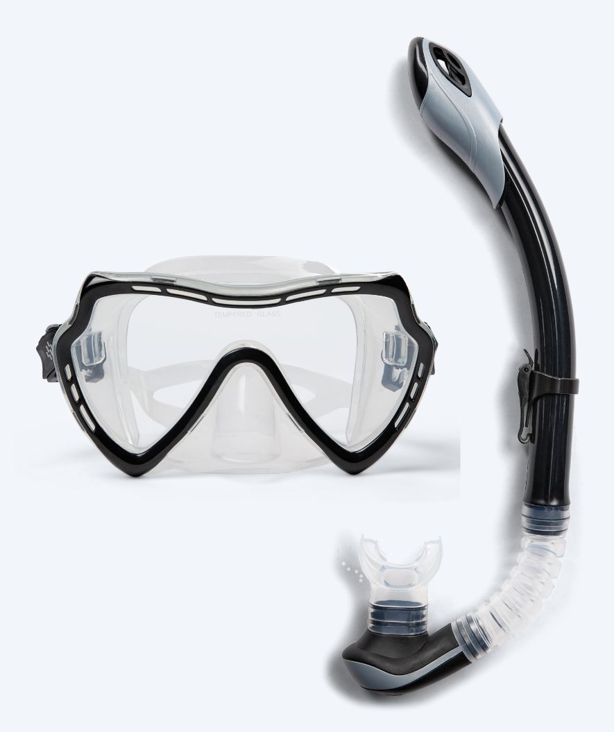 Watery Combo snorkel set for adults (+15) - Nebula - Black