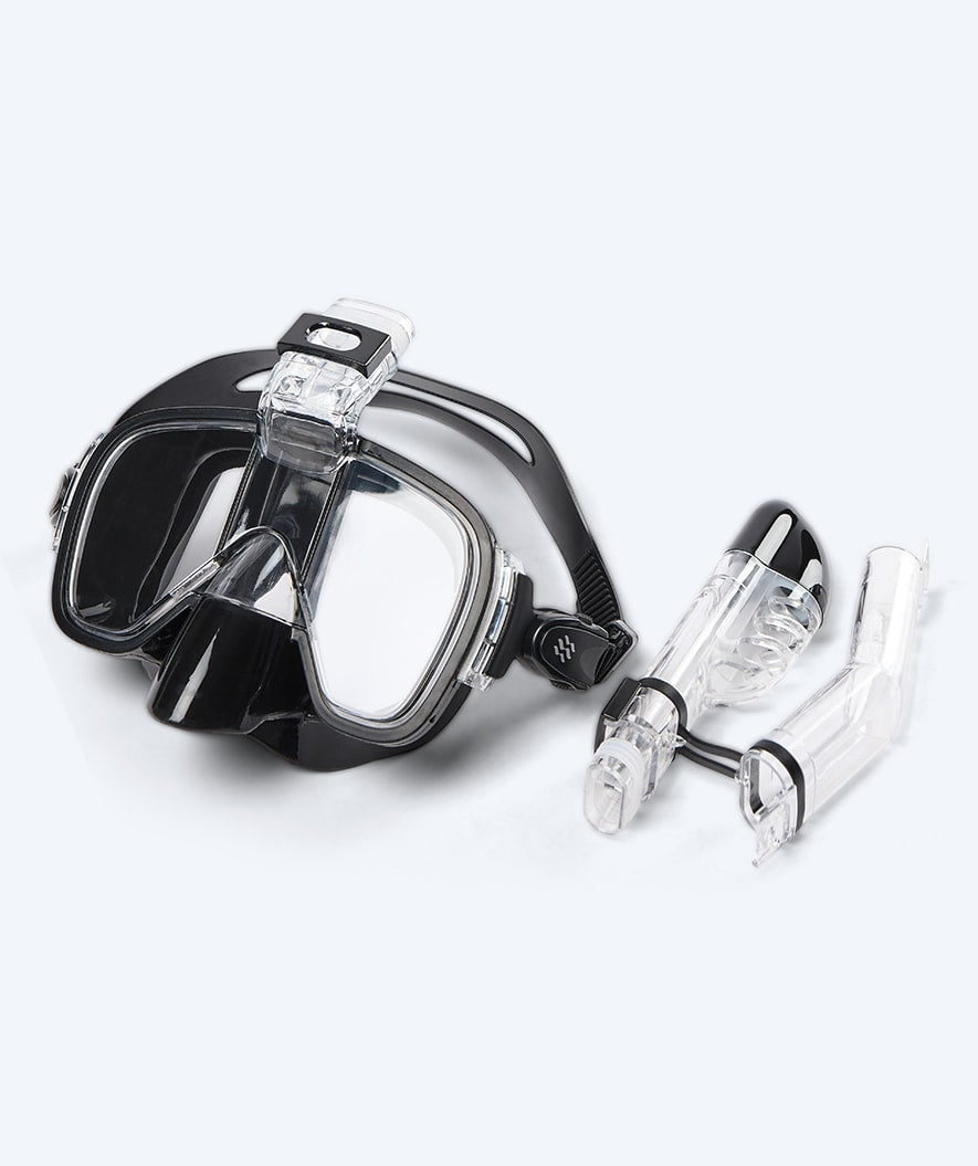 Watery full face diving mask for adults - Pearl - Black