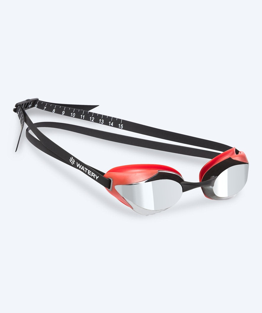 Watery Elite swim goggles - Poseidon Ultra Mirror - Red/silver
