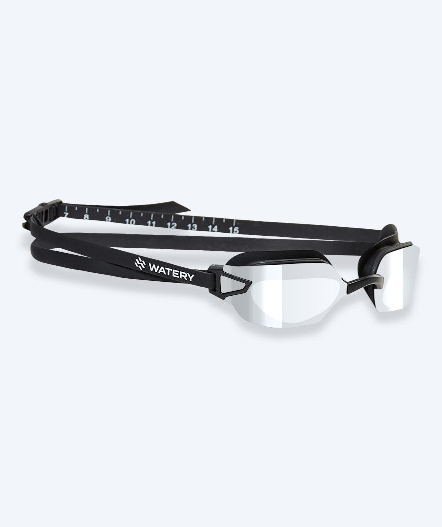 Watery racing swimming goggles for kids - Power Lane - Black/silver