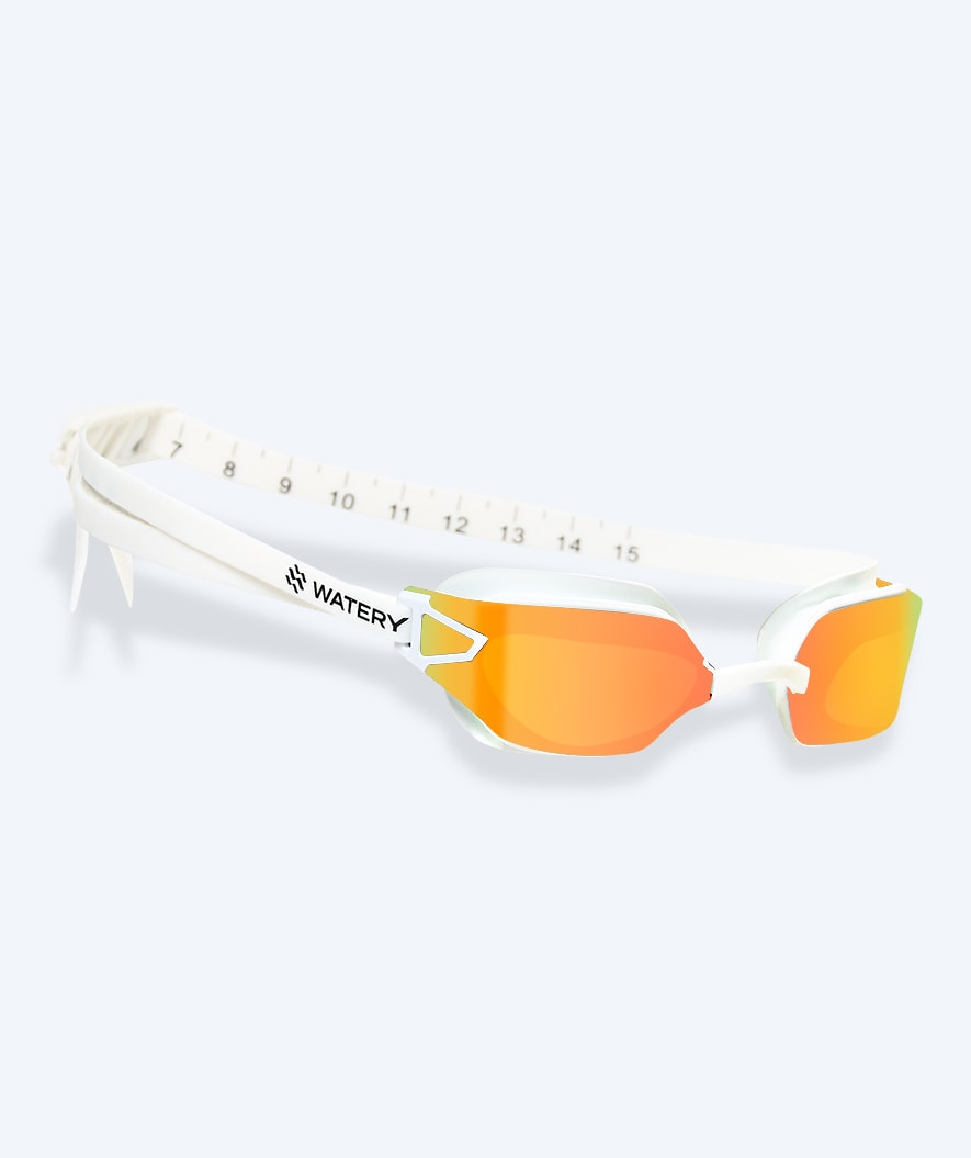 Watery competition swim goggles for kids - Power Lane - White/gold