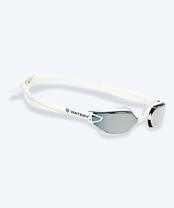 Watery competition swimming goggles for children - Power Lane - White/Silver