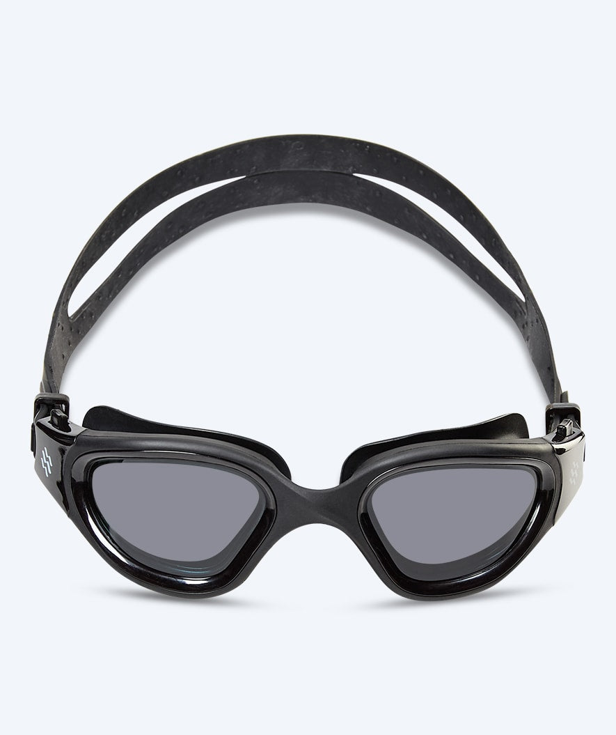 Watery nearsighted swimming goggles with prescription for adults - (-2.0) – (-6.0) - Raven Active - Black (Smoke lens)