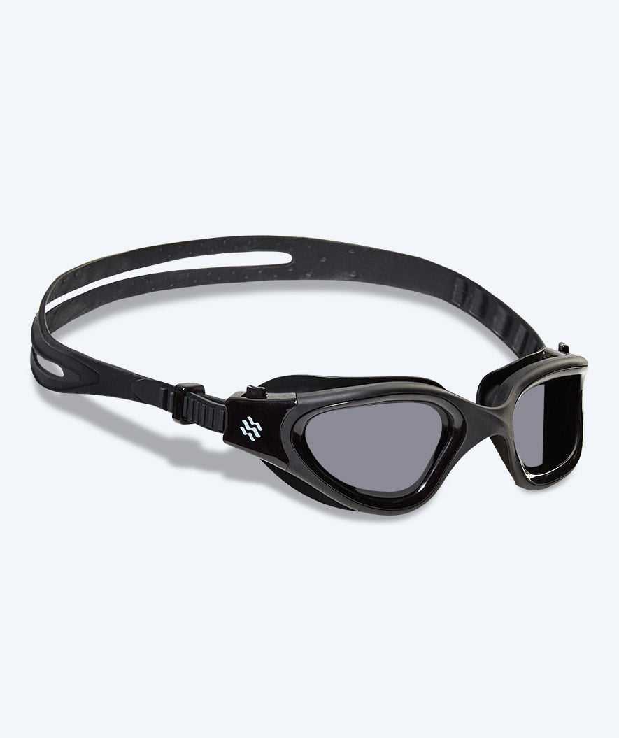 Watery nearsighted swimming goggles with prescription for adults - (-2.0) – (-6.0) - Raven Active - Black (Smoke lens)