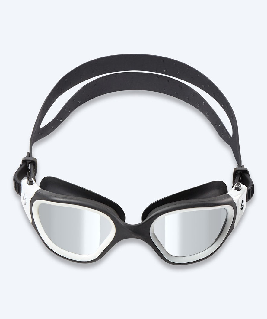 Watery exercise swim goggles - Raven Mirror - Black/white/silver