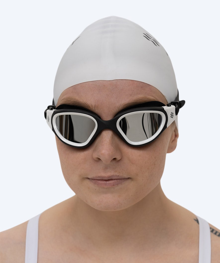 Watery exercise swim goggles - Raven Mirror - Black/white/silver