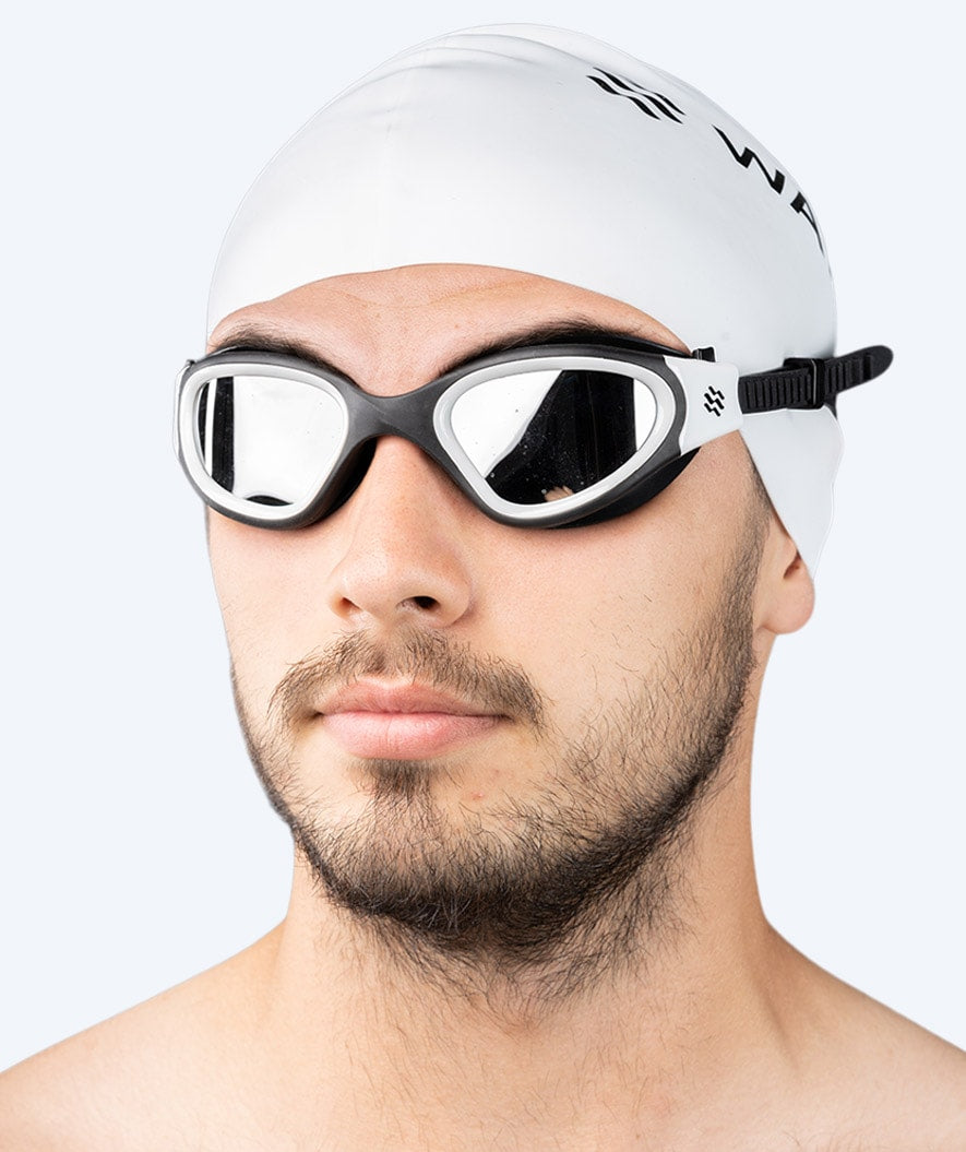 Watery exercise swim goggles - Raven Mirror - Black/white