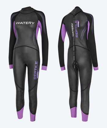 Watery wetsuit for women - Reptile Core - Black/purple