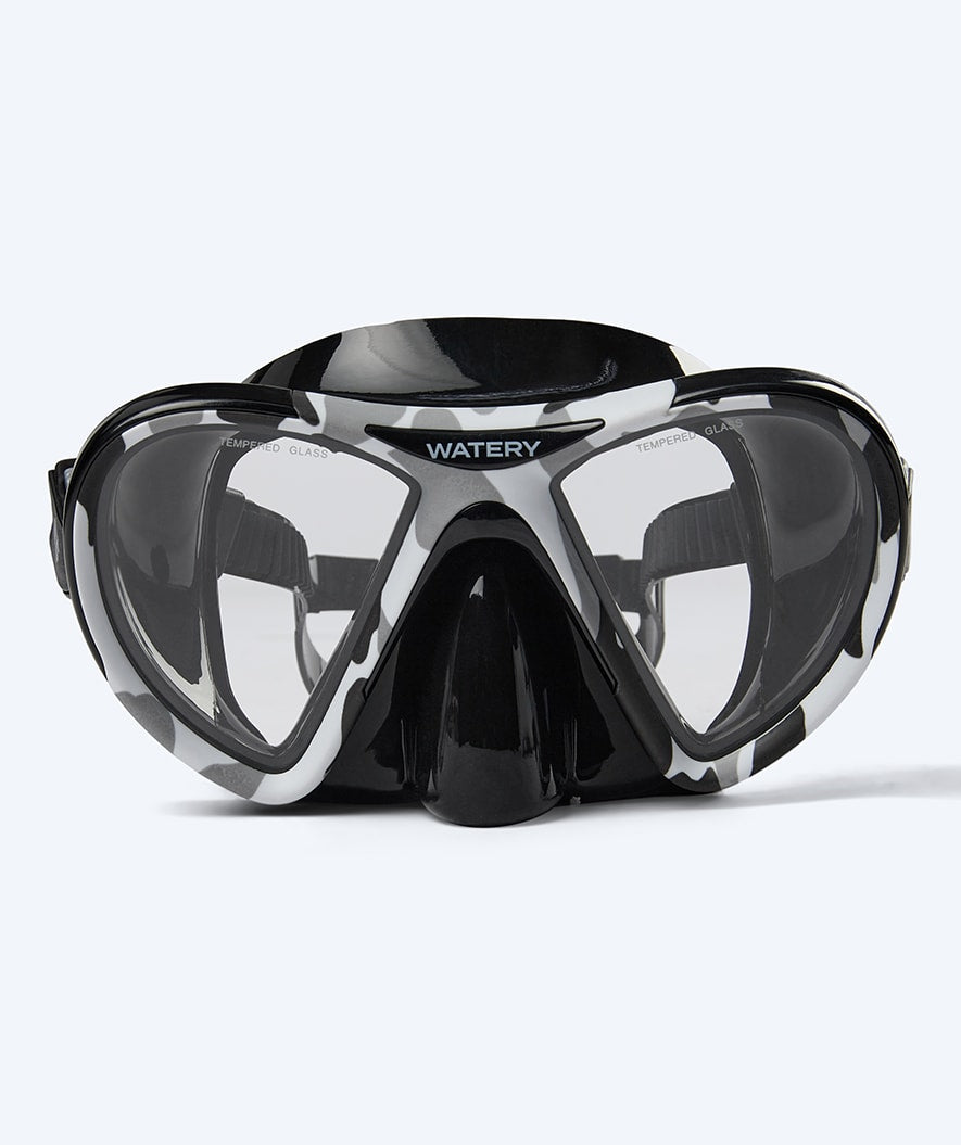 Watery diving mask for adults (+12) - Rudder Camo - Black