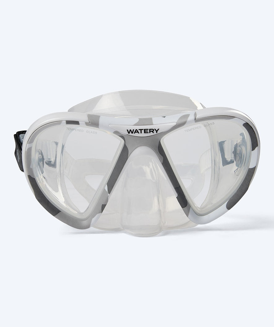 Watery diving mask for adults (from 12 years) - Rudder Camo - Clear