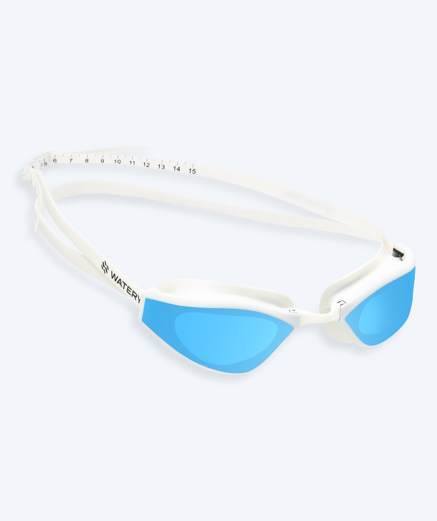 Watery Elite swim goggles - Storm Racer Mirror - White/Blue