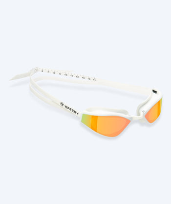Watery Elite swim goggles - Storm Racer Mirror - White/Gold