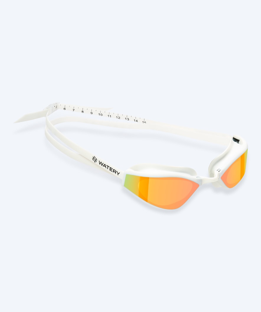 Watery Elite swim goggles - Storm Racer Mirror - White/Gold