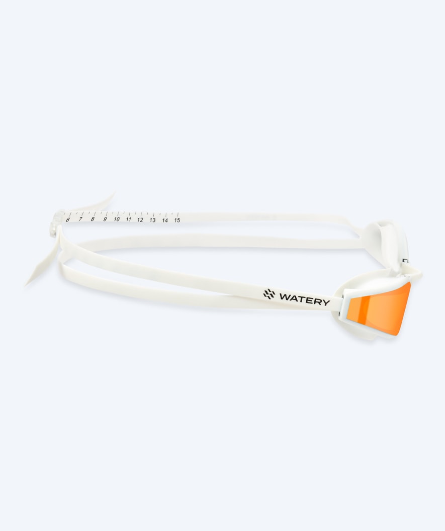 Watery Elite swimming goggles - Storm Racer Mirror - White/gold