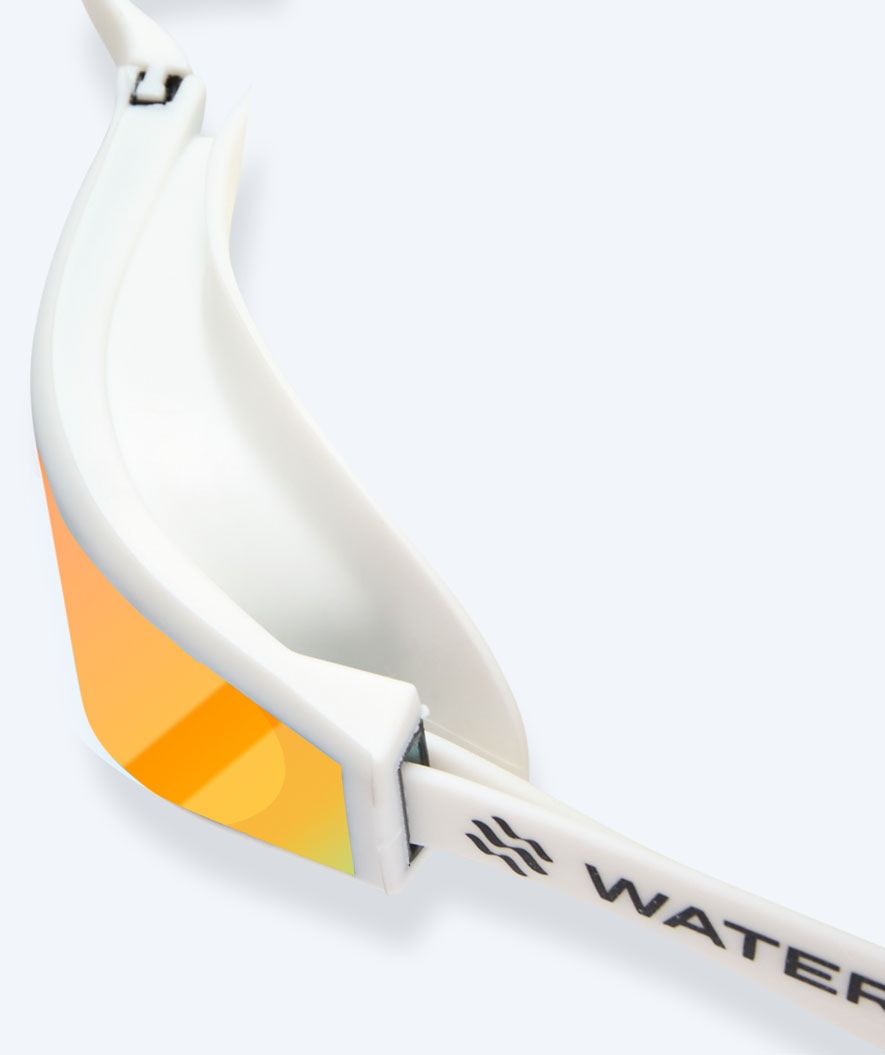 Watery Elite swim goggles - Storm Racer Mirror - White/Gold