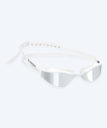Watery Elite swim goggles - Storm Racer Mirror - White/silver
