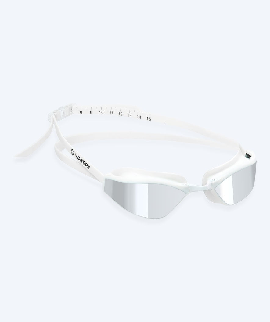Watery Elite swim goggles - Storm Racer Mirror - White/silver