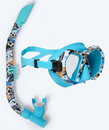 Watery Combo snorkel set for junior (8-15) - Riku Camo - Blue
