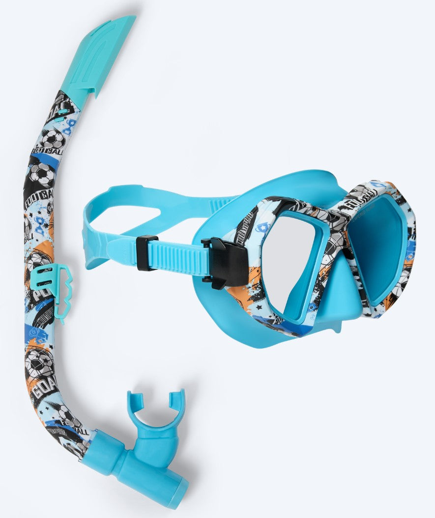 Watery Combo snorkel set for junior (8-15) - Riku Camo - Blue