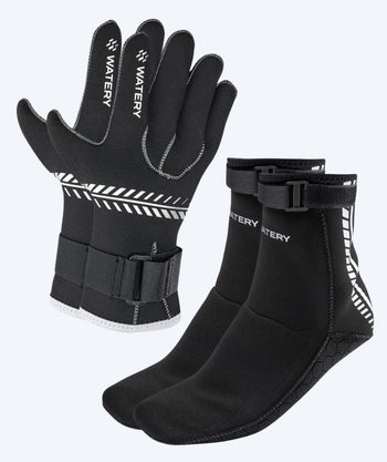 Watery neoprene socks + gloves - Thermal Reptile (3 mm) - Black/Silver