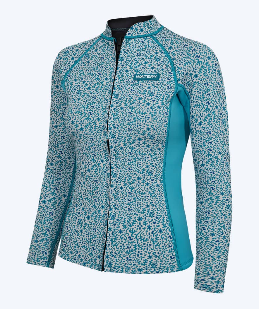 Watery zip-up wetsuit top for women - Lodge - Blue/White