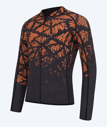 Watery zip-up wetsuit top for men - Lodge - Black/Orange