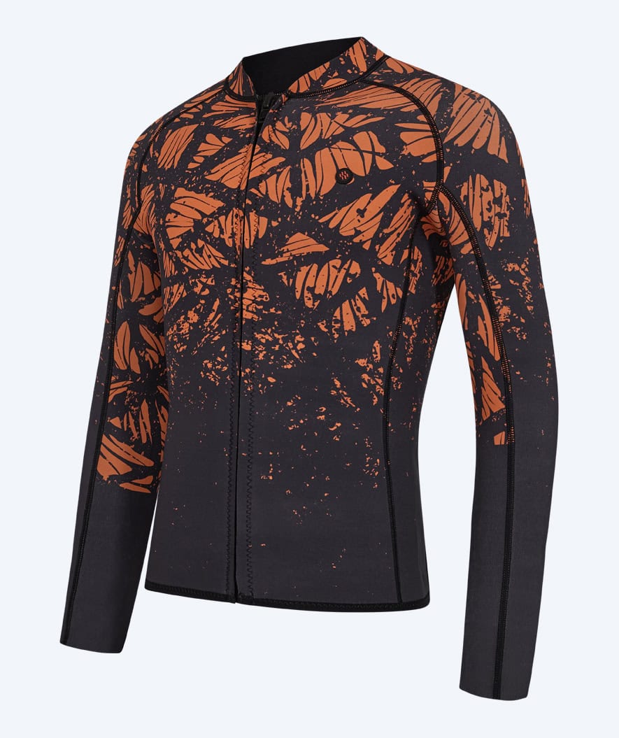 Watery zip-up wetsuit top for men - Lodge - Black/Orange