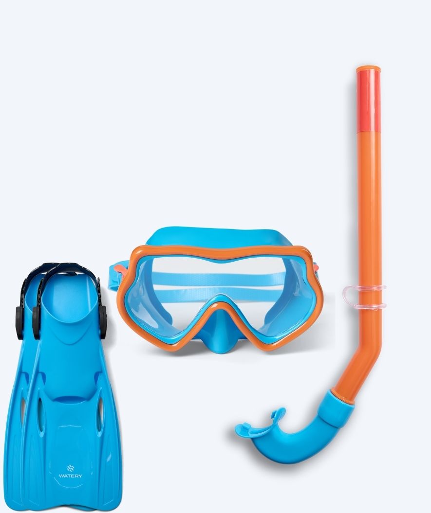 Watery snorkel set for kids (4-10) - Pulina/Fleetwood - Orange/Blue