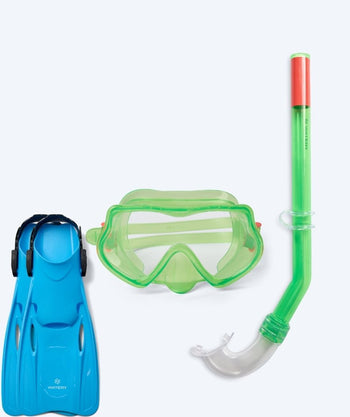 Watery snorkel set for kids (4-10) - Winslet/Fleetwood - Green/Blue