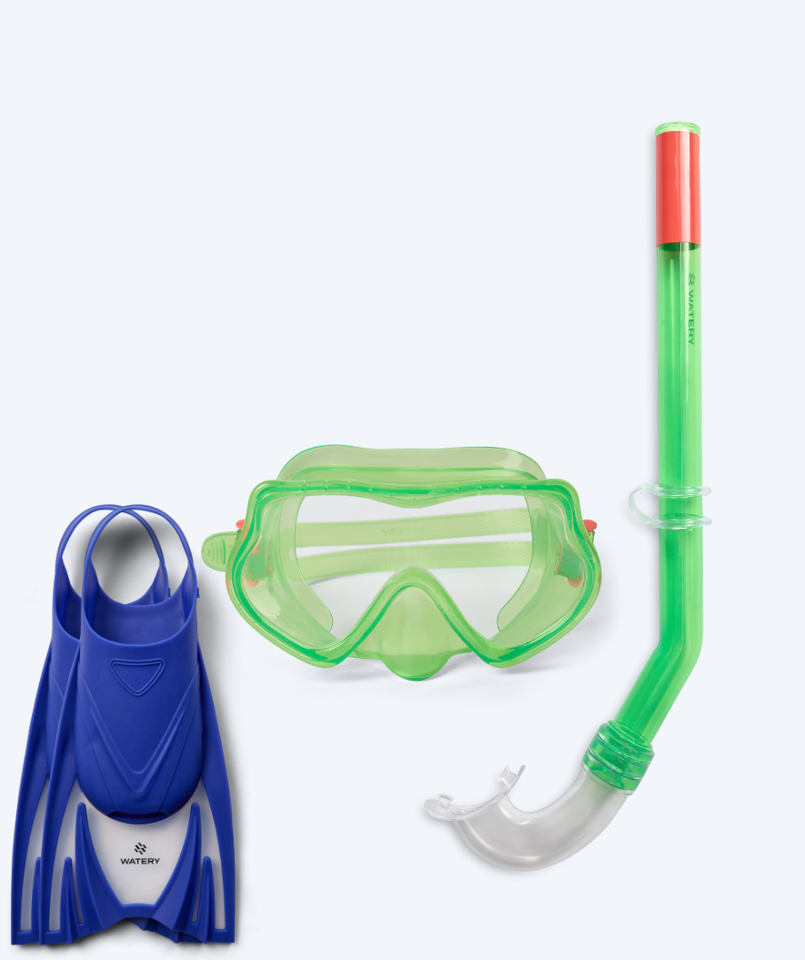 Watery snorkel set for kids (4-10) - Winslet/Bimasha - Green/Dark Blue