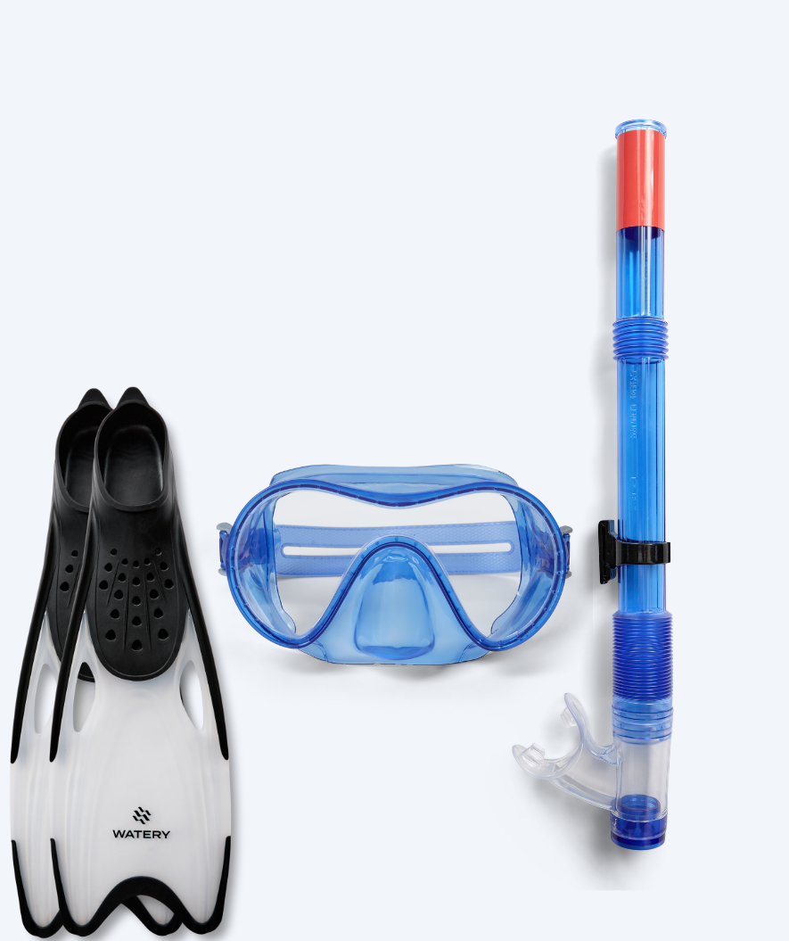 Watery snorkel set for junior (8-15) - Jubal/Rilian - Blue/Black