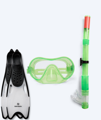 Watery snorkel set for junior (8-15) - Jubal/Rilian - Green/Black