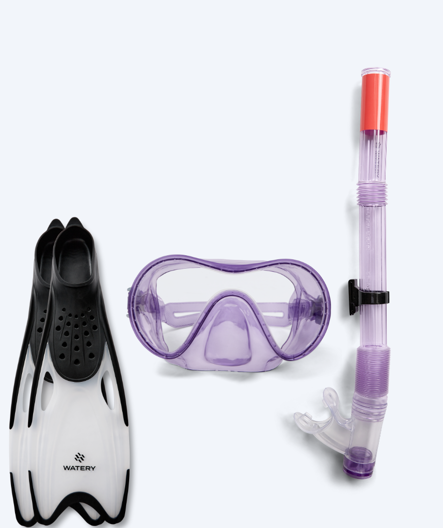 Watery snorkel set for junior (8-15) - Jubal/Rilian - Purple/Black