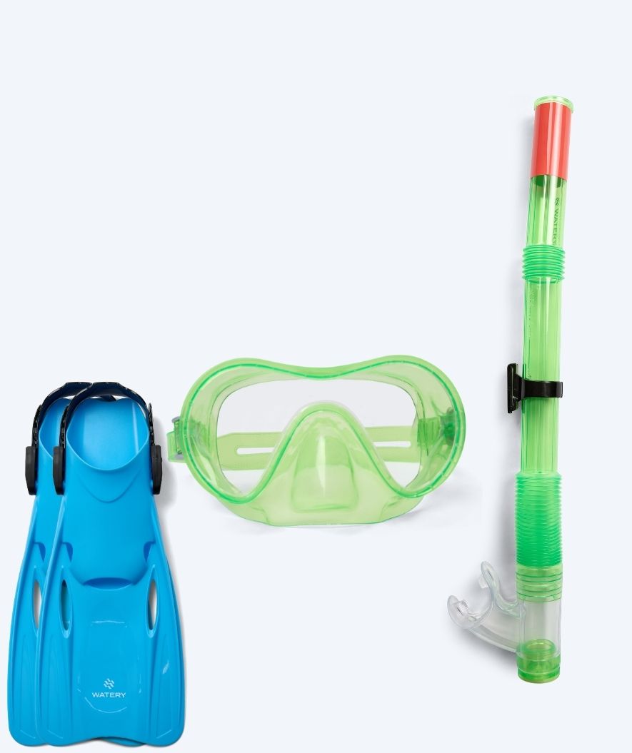 Watery snorkel set for junior (8-15) - Jubal/Fleetwood - Green/Blue