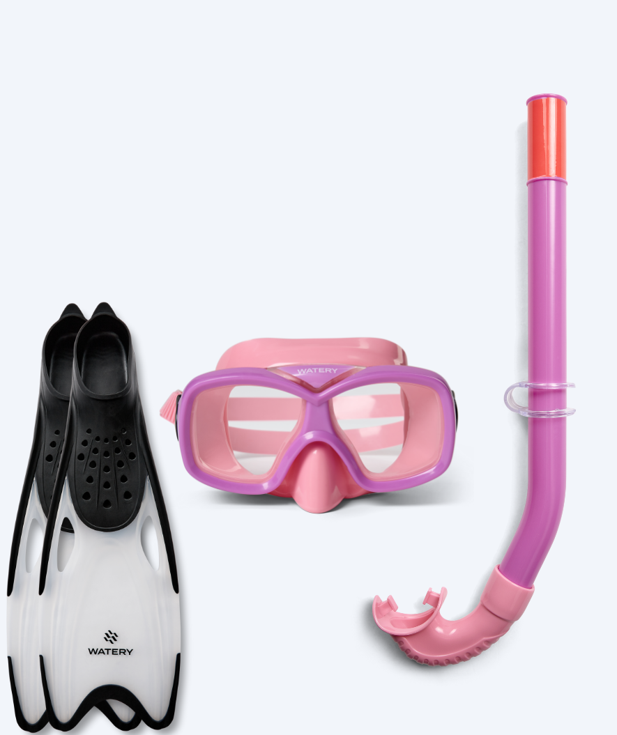 Watery snorkel set for junior (8-15) - Misu/Rilian - Pink/Black
