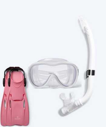 Watery snorkel set for junior (8-15) - Odine/Fleetwood - White/Pink