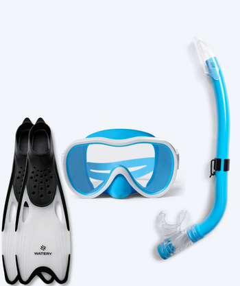 Watery snorkel set for junior (8-15) - Odine/Rilian - Blue/black