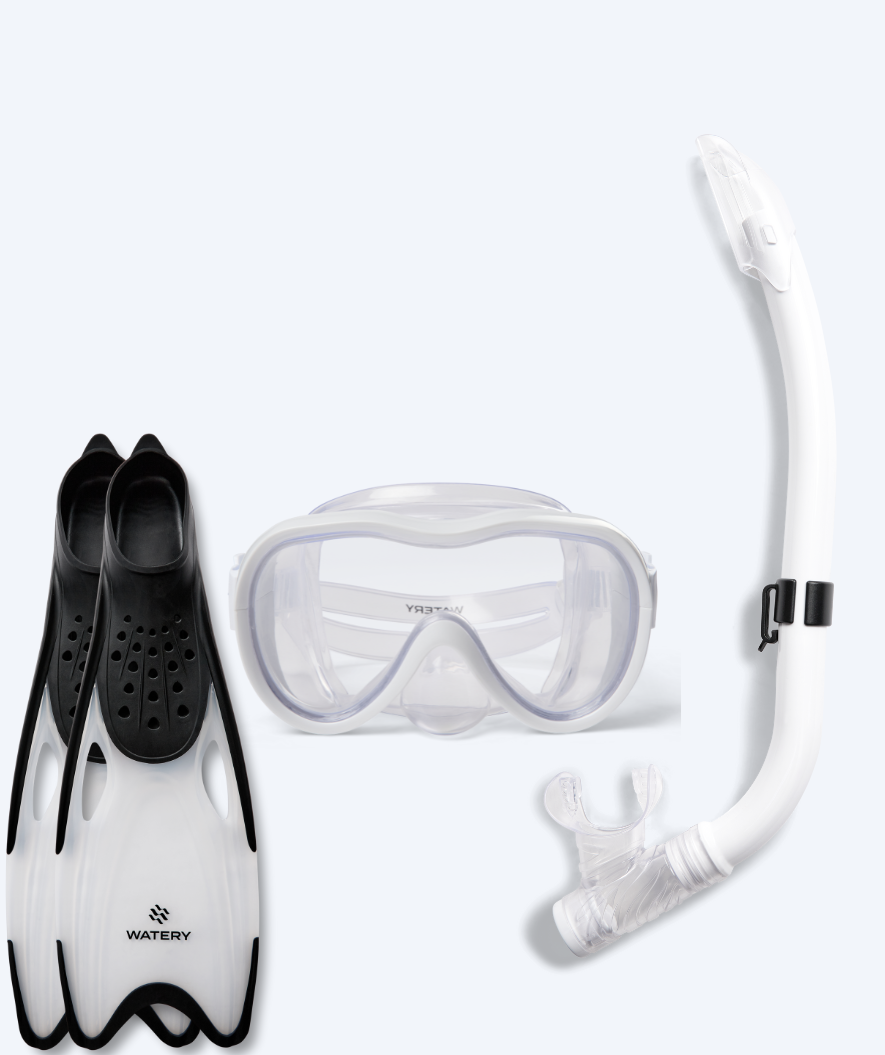Watery snorkel set for junior (8-15) - Odine/Rilian - White/Black