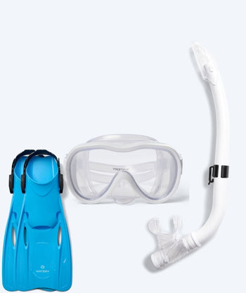 Watery snorkel set for junior (8-15) - Odine/Fleetwood - White/Blue