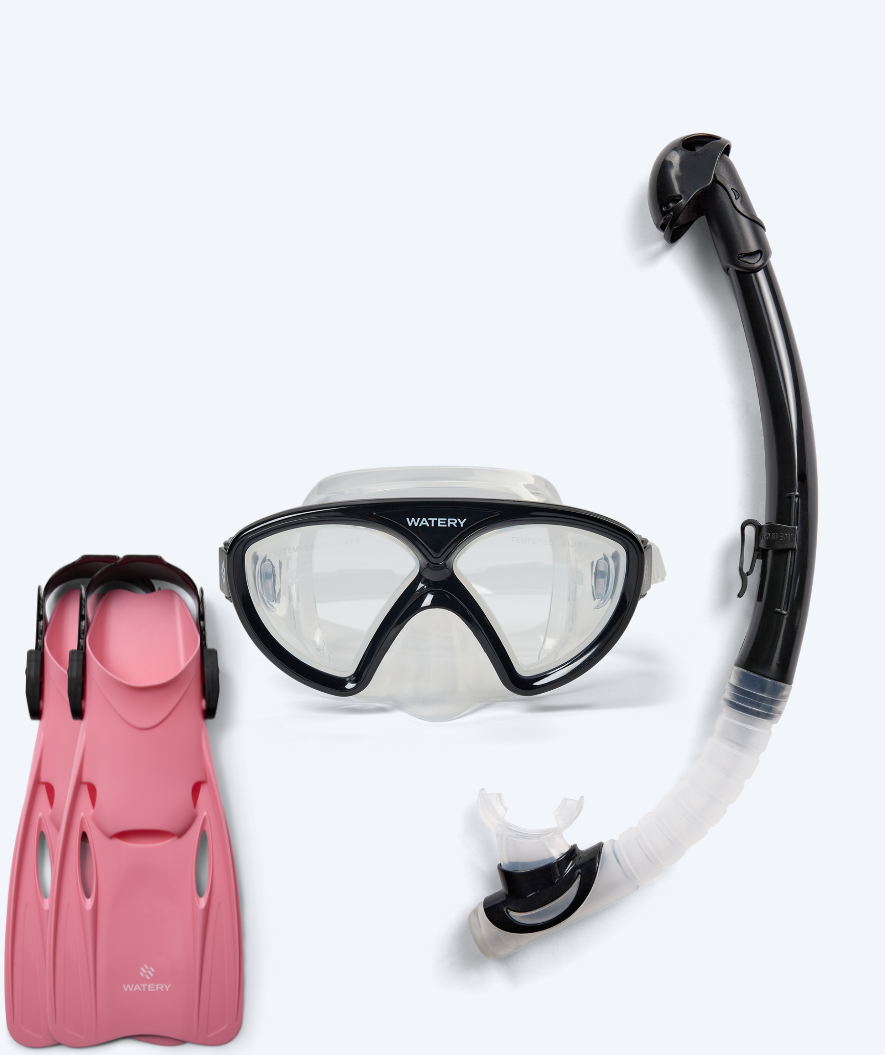 Watery snorkel set for junior (8-15) - Ohio/Fleetwood - Black/Pink
