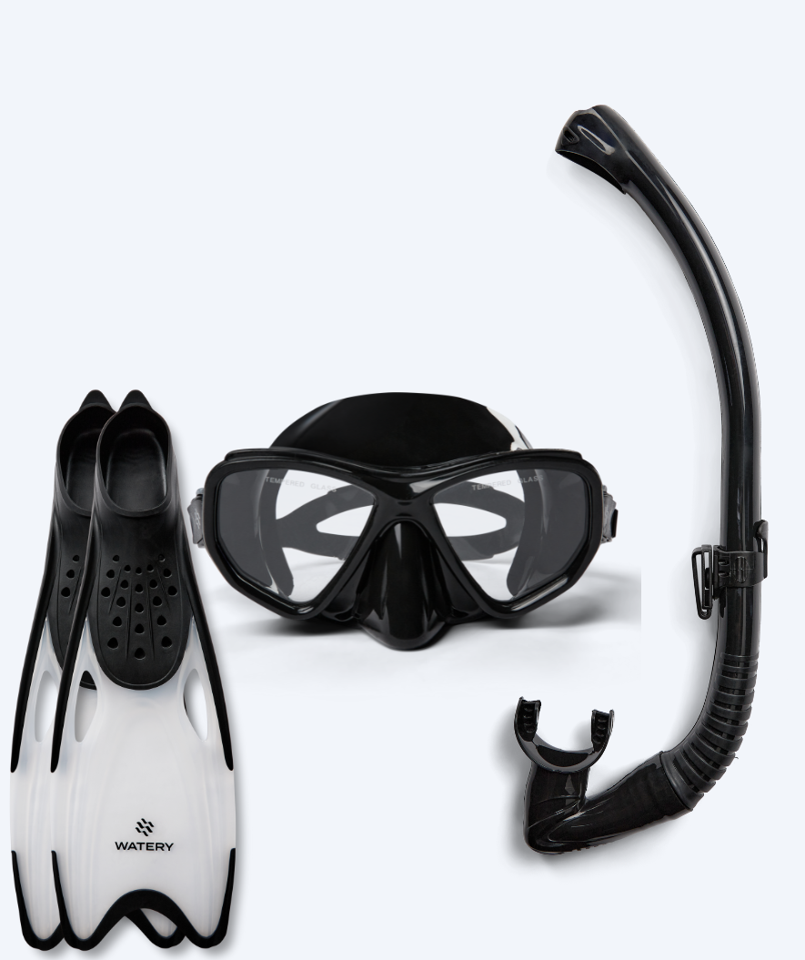 Watery snorkel set for adults (from 15 years) - Fenton/Rilian - Black/black