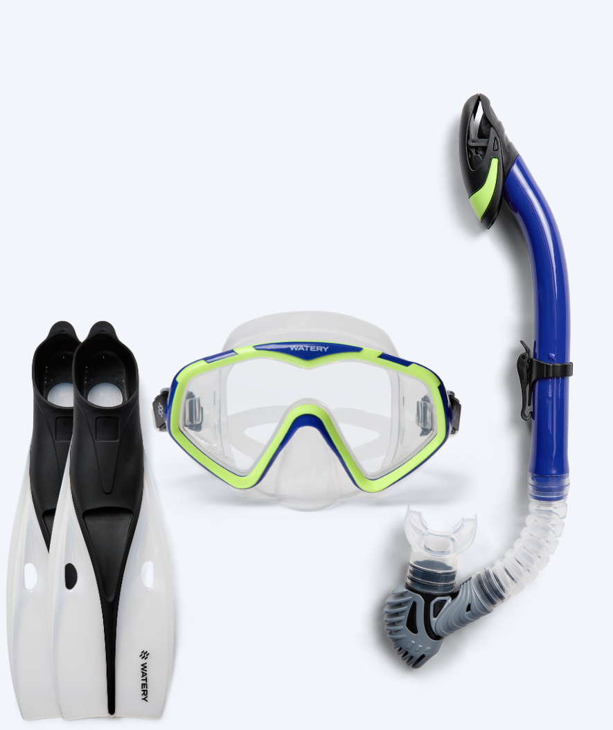Watery snorkel set for adults (from 15 years) - Leach/Breeve - Blue/yellow