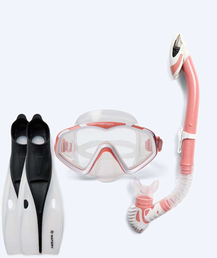 Watery snorkel set for adults (from 15 years) - Leach/Breeve - White/pink