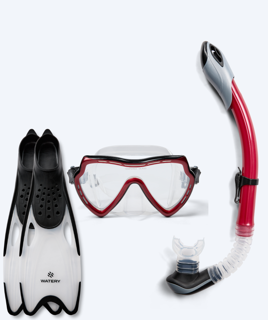 Watery snorkel set for adults (from 15 years) - Nebula/Rilian - Red/Black