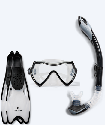 Watery snorkel set for adults (from 15 years) - Nebula/Rilian - Black/black